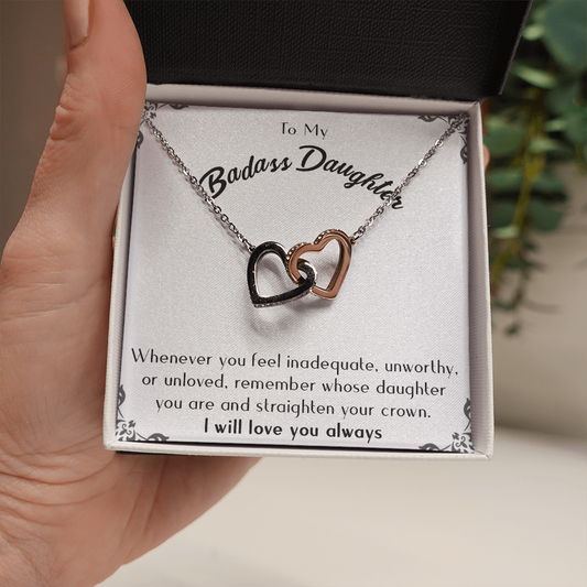 175D Necklace To Badass-Daughter, Daughter Necklace, I LOVE YOU Always From Dad Mom