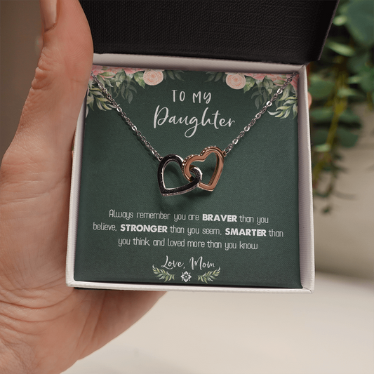 122D Necklace To My Daughter Birthday Gift From Mom, You Are Braver, Stronger,Smarter