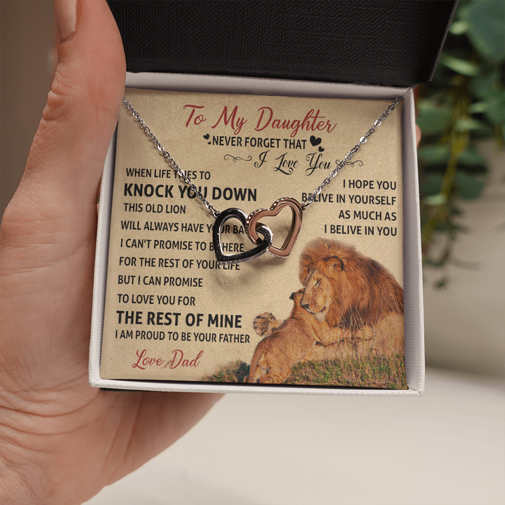 3D Necklace To My Daughter Cute Birthday Gift from Dad I LOVE YOU Lion Dad Fathers