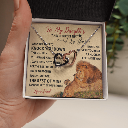 3D Necklace To My Daughter Cute Birthday Gift from Dad I LOVE YOU Lion Dad Fathers