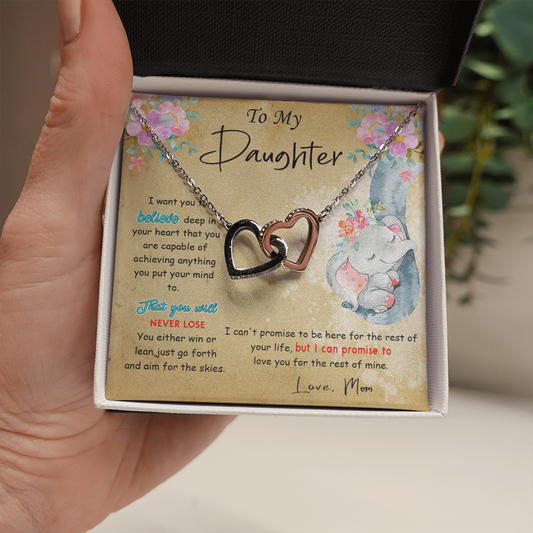 139D To My Daughter Necklace, Perfect Gift for Daughter From Elephant Mom, I Love You