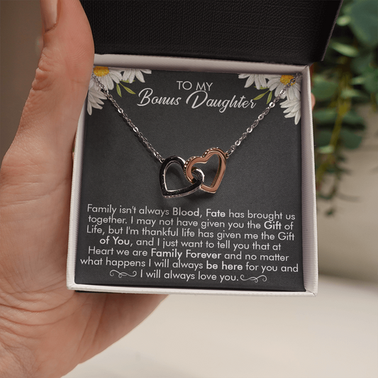 16D Necklace To My Bonus Daughter, Necklace Gift for Daughter/Her, Gift From Dad Mom
