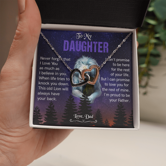 N371D To My Daughter Necklace, Gift For Daughter From Dad, Daughter Father Lion Gift