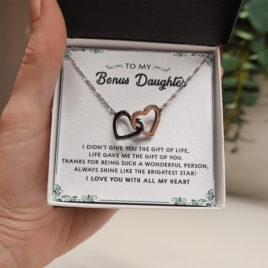 137D Perfect Gift for Bonus Daughter, Daughter Necklace, I Love You With All My Heart
