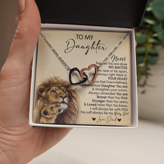 128D Necklace To My Daughter, Gift for Daughter, Birthday Gift, Lion Dad Necklace
