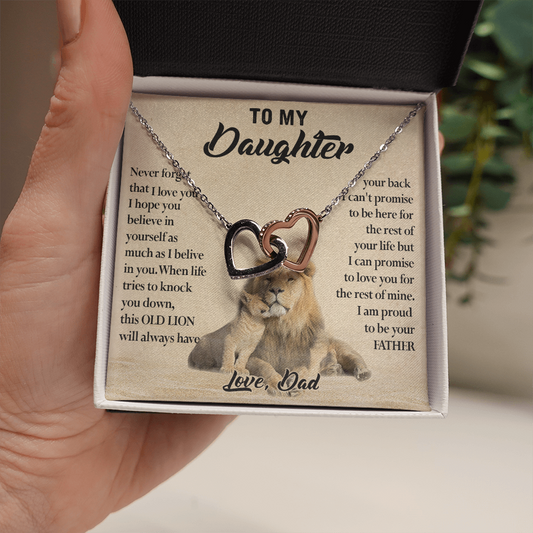 124D Necklace To My Daughter, Lion Daughter Birthday Gift from Lion Dad Necklace