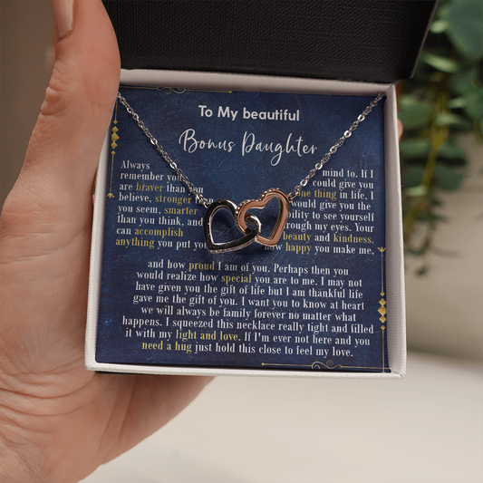 126D Necklace To My Beautiful Bonus Daughter, Daughter Birthday Gift, I Love Daughter