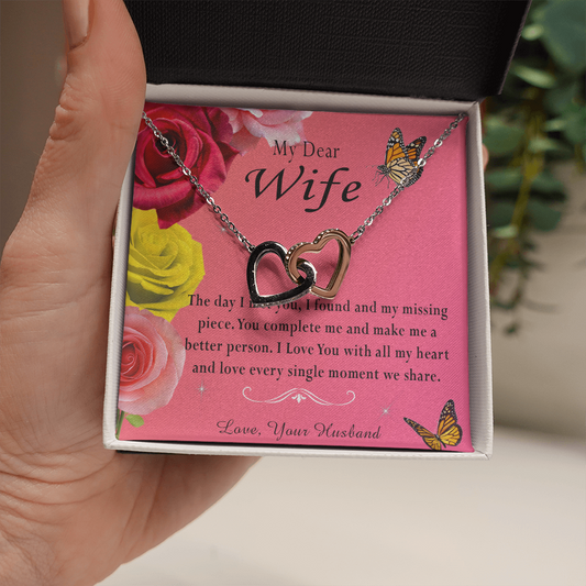 135D Necklace My Dear Wife, Necklace Gift for Wife From Husband, Birthday Gift