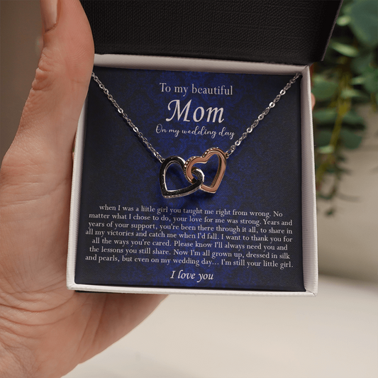 138D Necklace To My Beautiful Mom On My Wedding Day, I Love You Always Necklace Gift