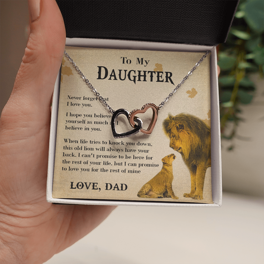 127D Necklace To My Daughter Lion, Daughter Birthday Gift, Lion Dad Necklace Gift