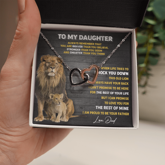 N374D To My Daughter Necklace, Xmas Gift For Daughter From Dad, Daughter Father Lion