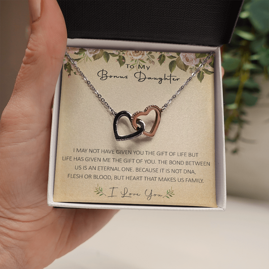 N367D To My Bonus Daughter Unique Gift Forever Love Heart Necklace for Step Daughter