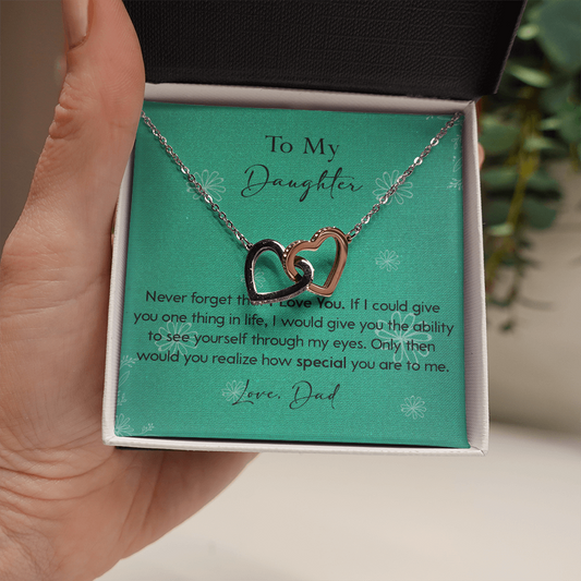 120D Necklace To My Daughter Gift From Dad, Never Forget That I LOVE YOU, Birth Gift