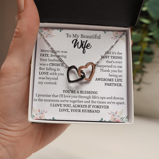 201D To my Beautiful Wife, Wife Necklace Gift from Husband, Valentine's Day Necklace
