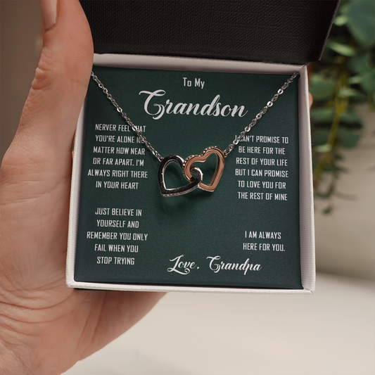 N368D To My Grandon Love Gift Sentimental Christian Cross Necklace Anniversary Gift
