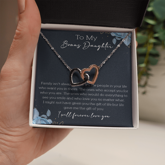 21D Cute Necklace To My Bonus Daughter, Necklace Gift for Her, Daughter From Mom Dad