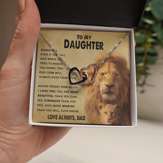 154D To My Daughter Lion, Necklace Gift From Lion Dad, Daughter Birthday Necklace