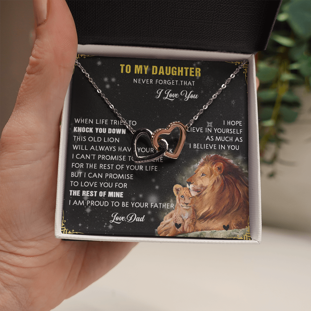 N354D To My Daughter Necklace, Gift For Daughter From Dad, Daughter Father Lion