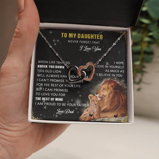 N354D To My Daughter Necklace, Gift For Daughter From Dad, Daughter Father Lion