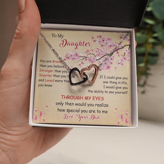 N366D To My Daughter Forever Love Heart Necklace, Birthday gift for Daughter from Dad