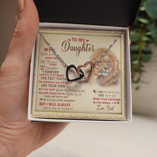 143D Necklace To My Daughter Lion, I Love Daughter Lion Dad Gift, Perfect Birth Gift
