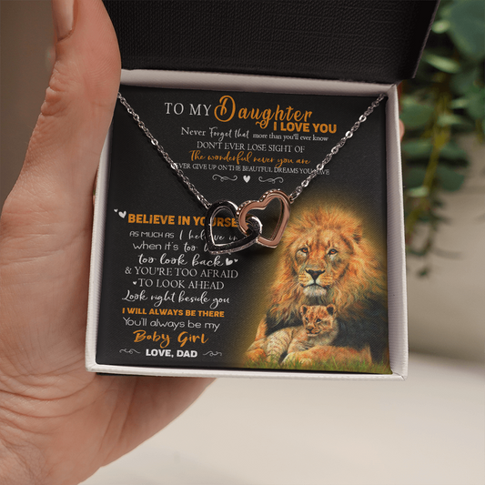 8D To My Daughter Necklace, Gift for Her/Women, Love You Daughter Lion Dad Necklace