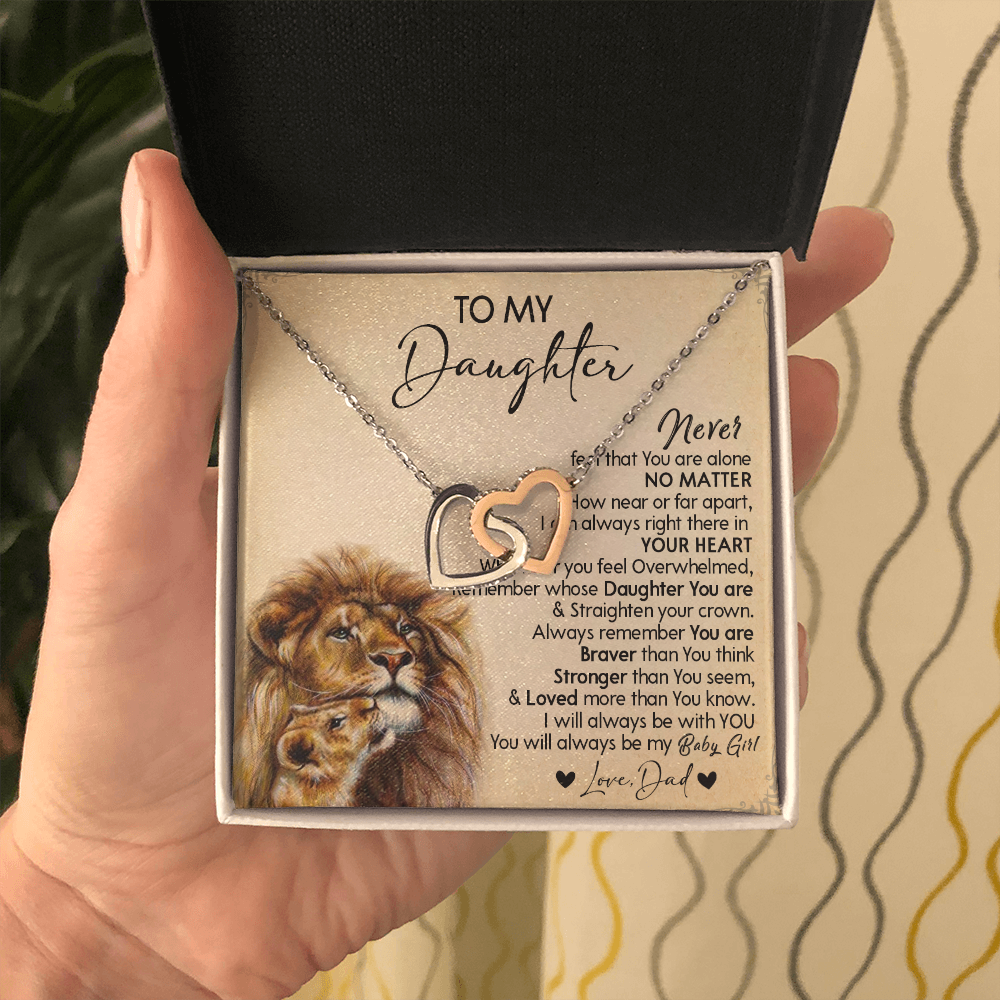 128D Necklace To My Daughter, Gift for Daughter, Birthday Gift, Lion Dad Necklace