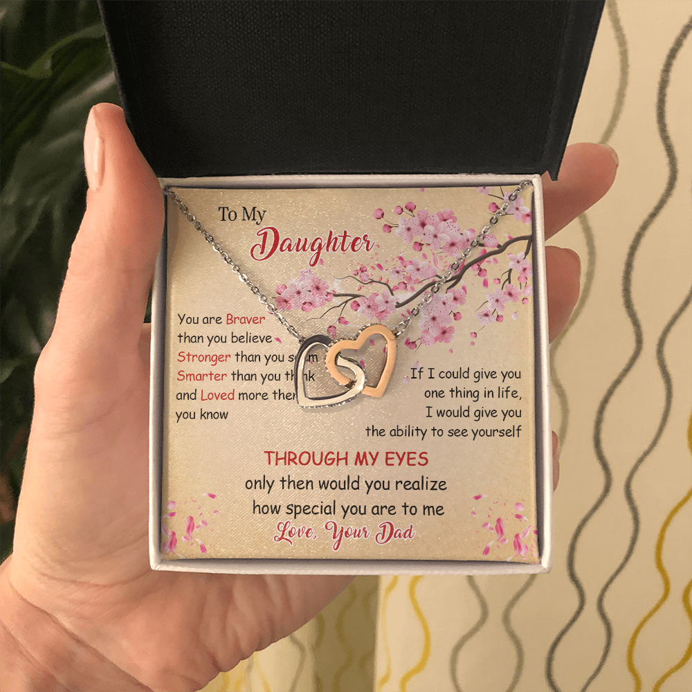 N366D To My Daughter Forever Love Heart Necklace, Birthday gift for Daughter from Dad