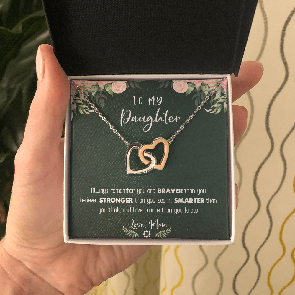 122D Necklace To My Daughter Birthday Gift From Mom, You Are Braver, Stronger,Smarter