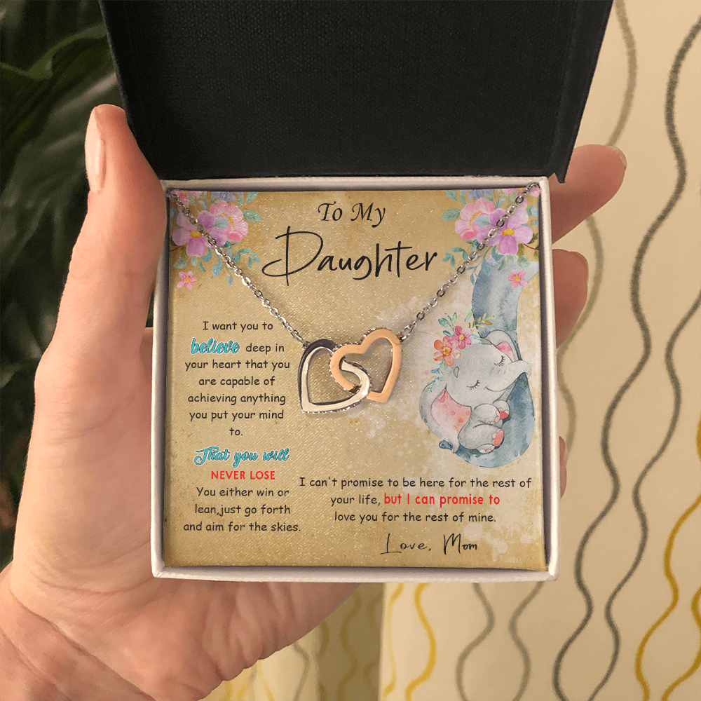 139D To My Daughter Necklace, Perfect Gift for Daughter From Elephant Mom, I Love You