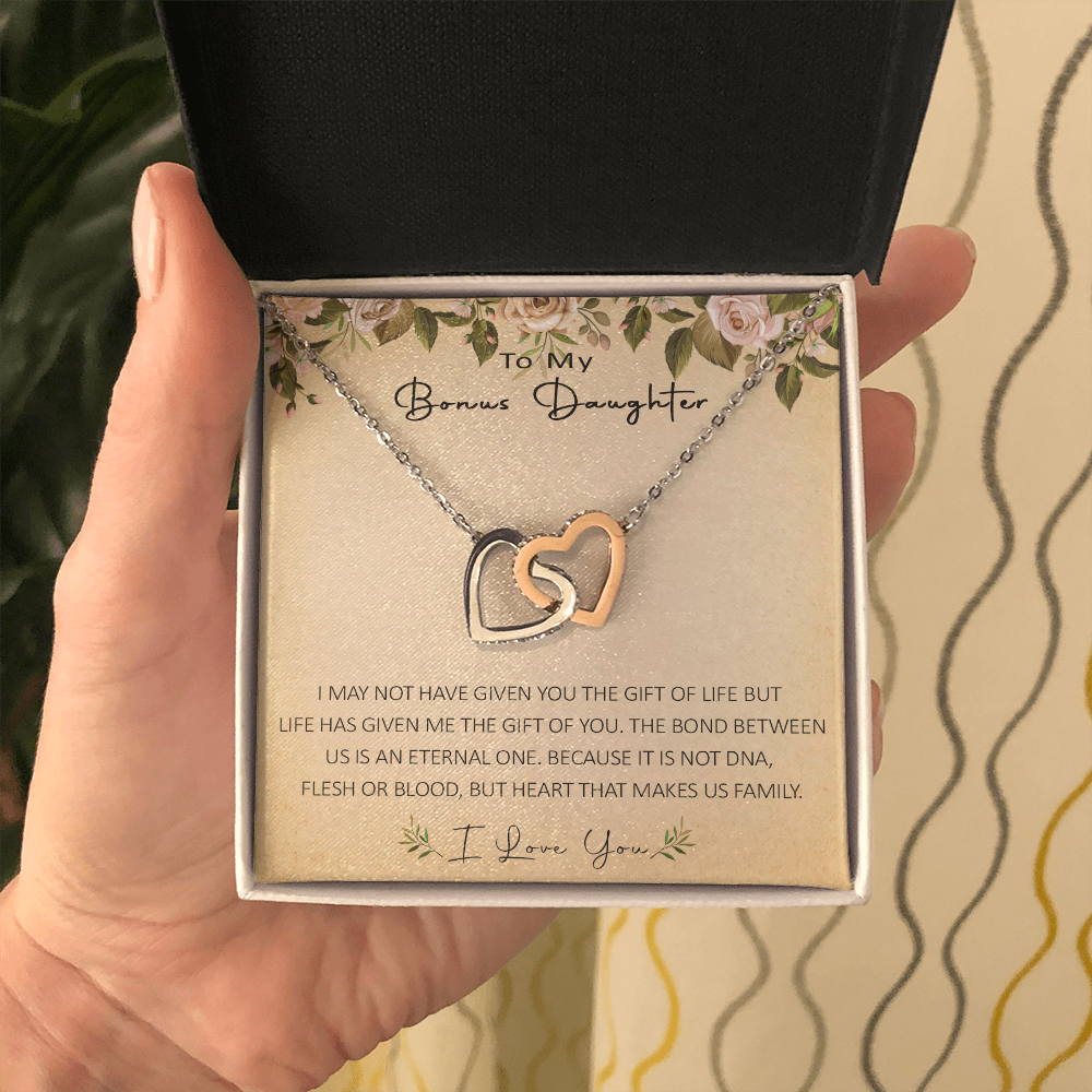 N367D To My Bonus Daughter Unique Gift Forever Love Heart Necklace for Step Daughter