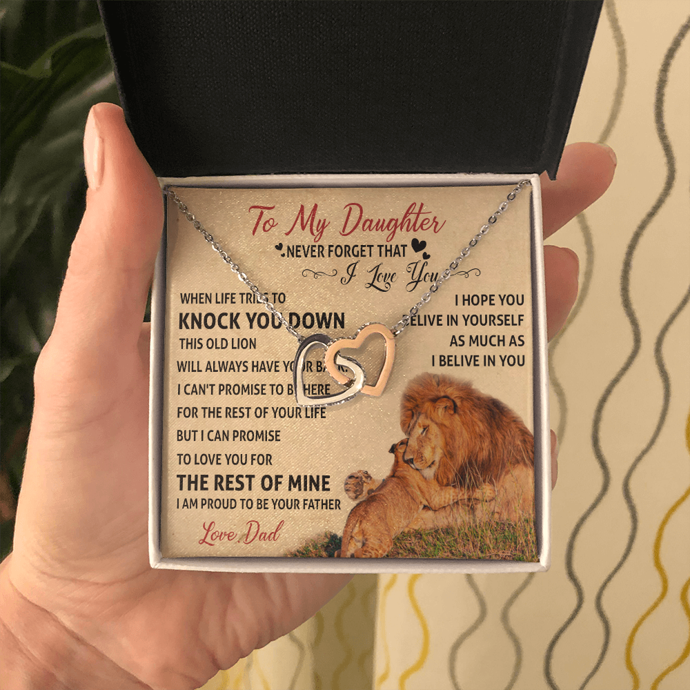 3D Necklace To My Daughter Cute Birthday Gift from Dad I LOVE YOU Lion Dad Fathers