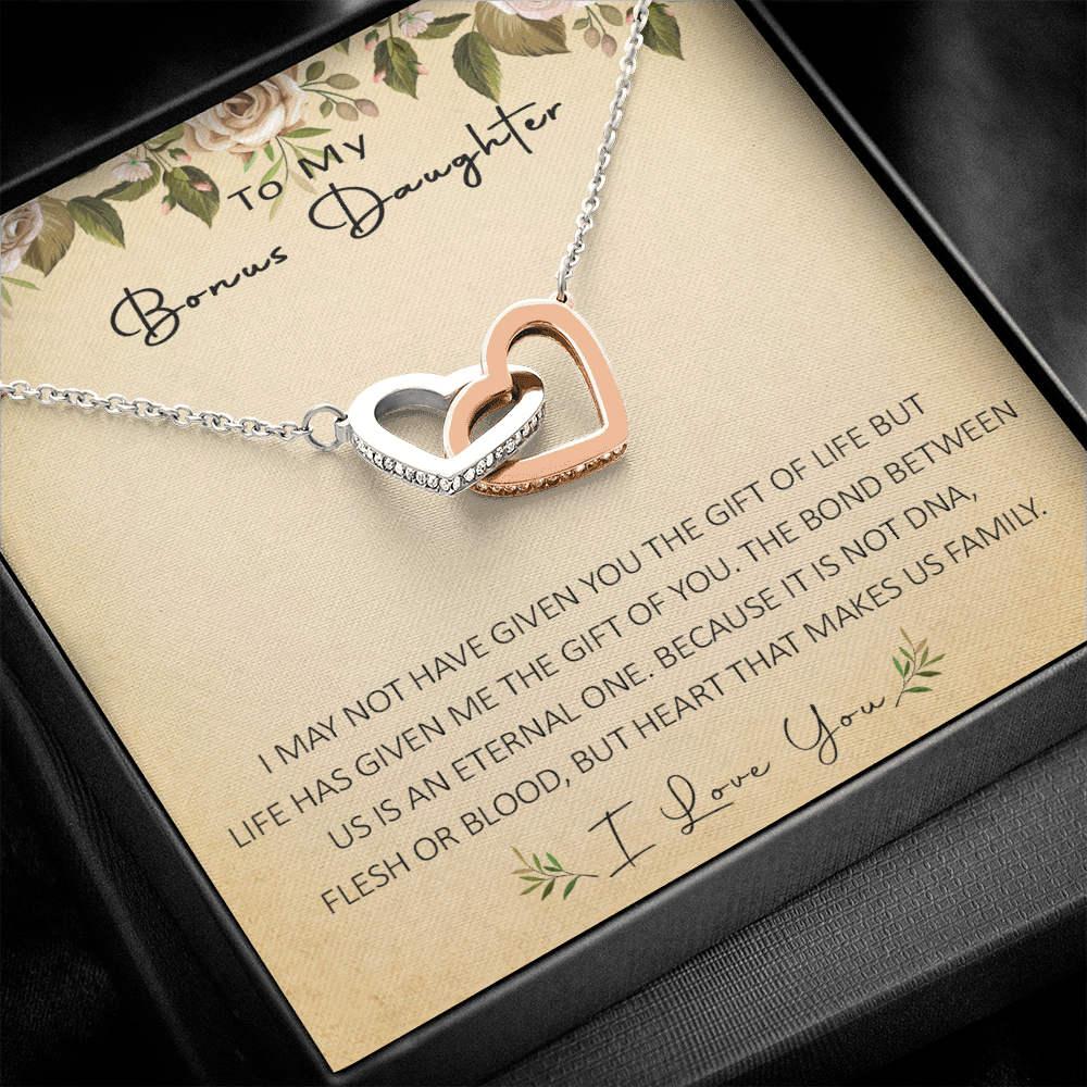 N367D To My Bonus Daughter Unique Gift Forever Love Heart Necklace for Step Daughter