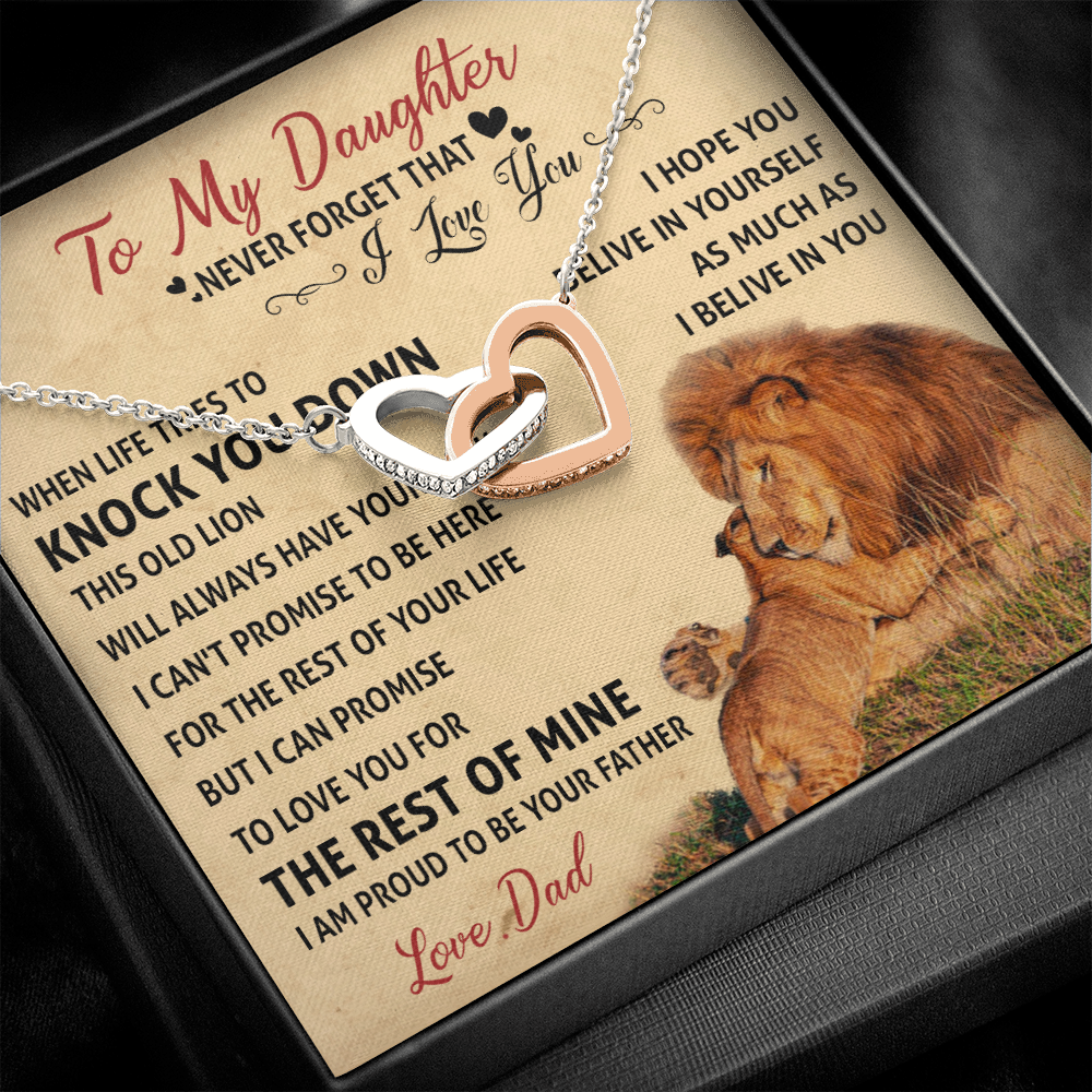 3D Necklace To My Daughter Cute Birthday Gift from Dad I LOVE YOU Lion Dad Fathers