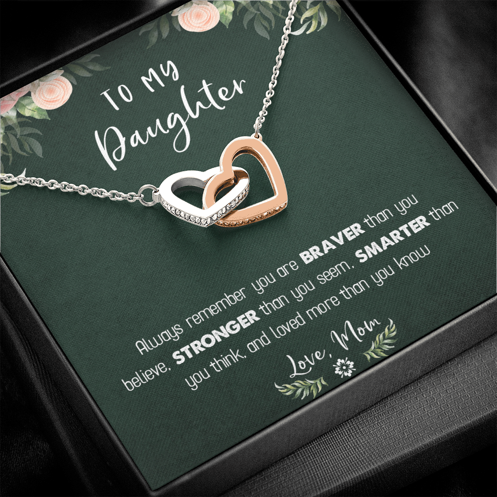 122D Necklace To My Daughter Birthday Gift From Mom, You Are Braver, Stronger,Smarter