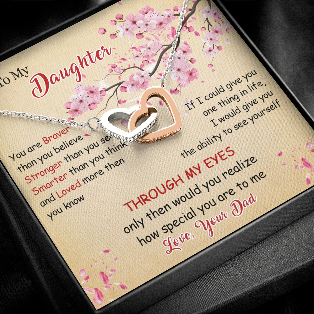 N366D To My Daughter Forever Love Heart Necklace, Birthday gift for Daughter from Dad