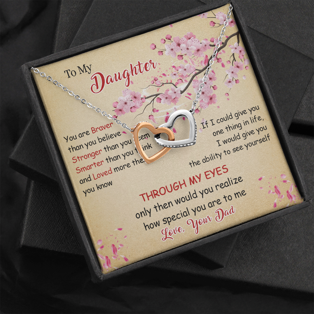 N366D To My Daughter Forever Love Heart Necklace, Birthday gift for Daughter from Dad