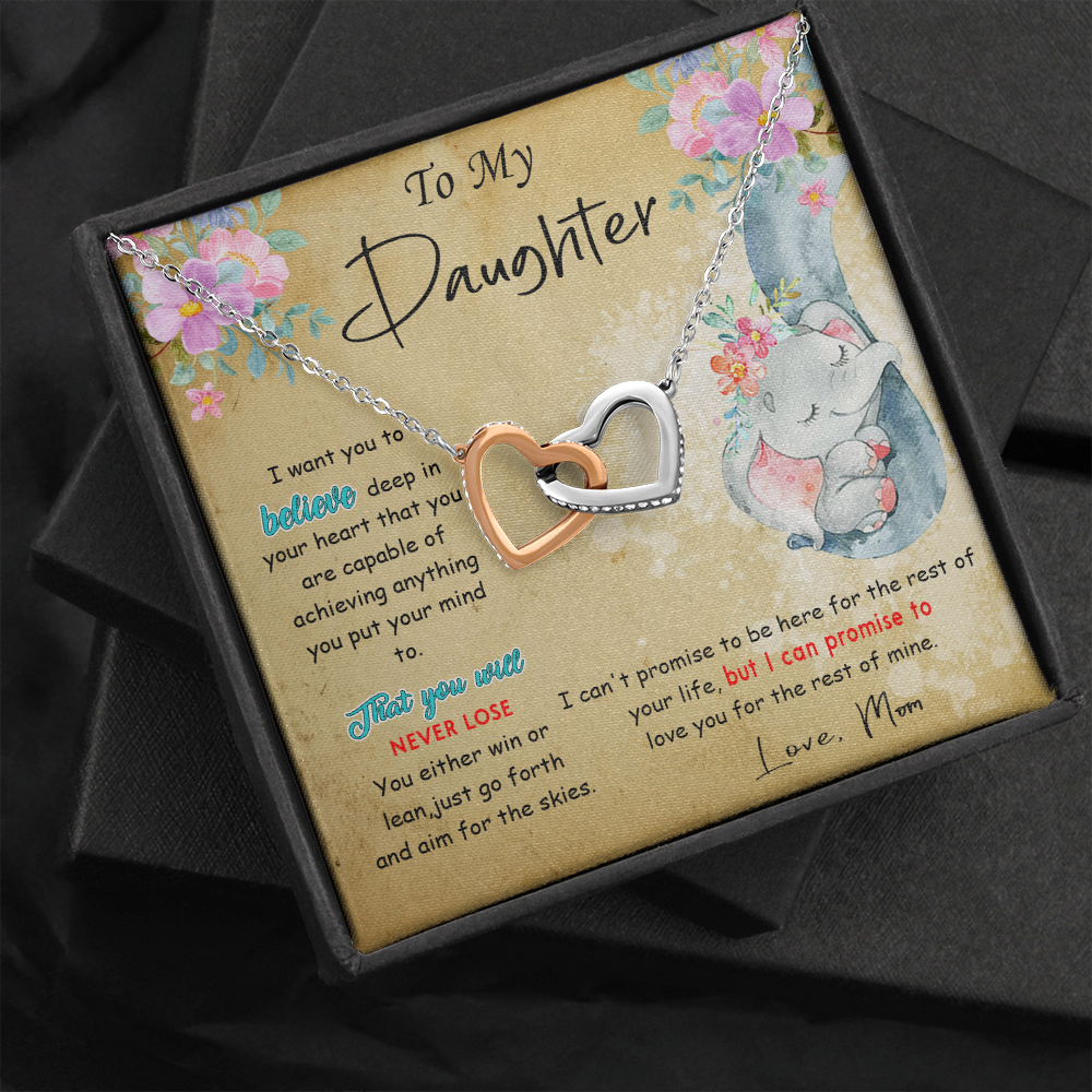 139D To My Daughter Necklace, Perfect Gift for Daughter From Elephant Mom, I Love You