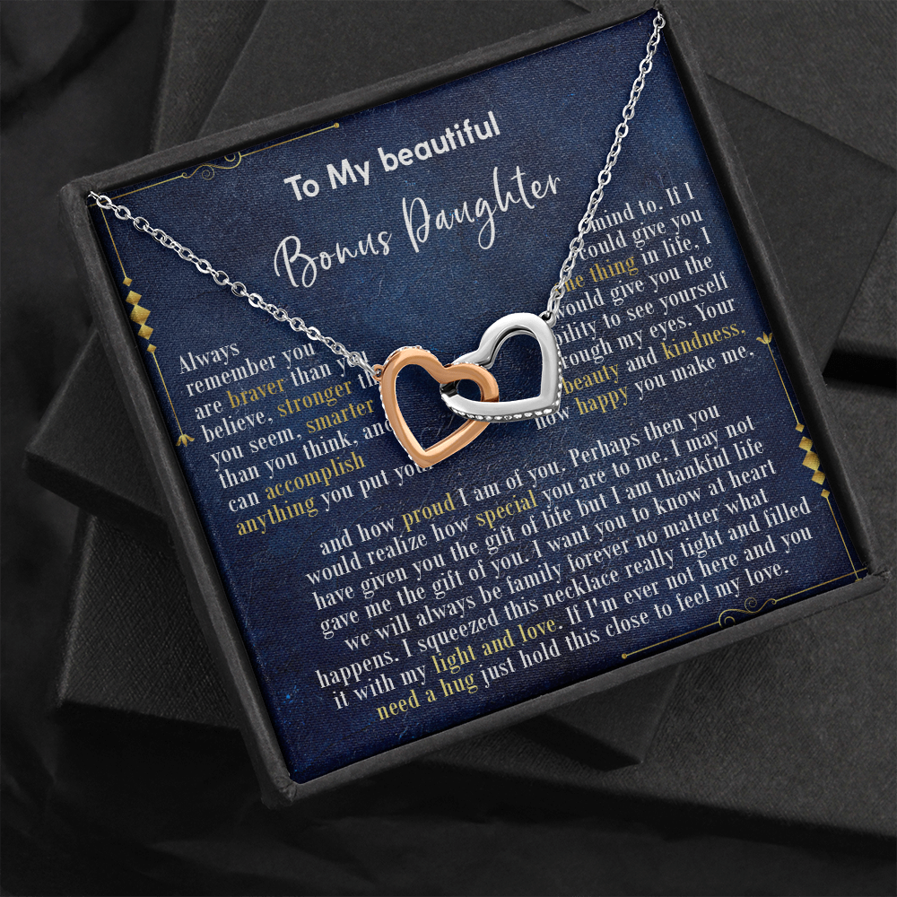 126D Necklace To My Beautiful Bonus Daughter, Daughter Birthday Gift, I Love Daughter