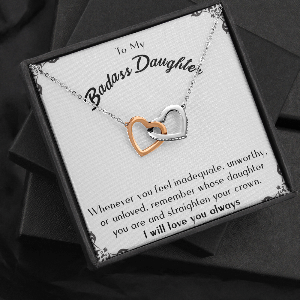 175D Necklace To Badass-Daughter, Daughter Necklace, I LOVE YOU Always From Dad Mom