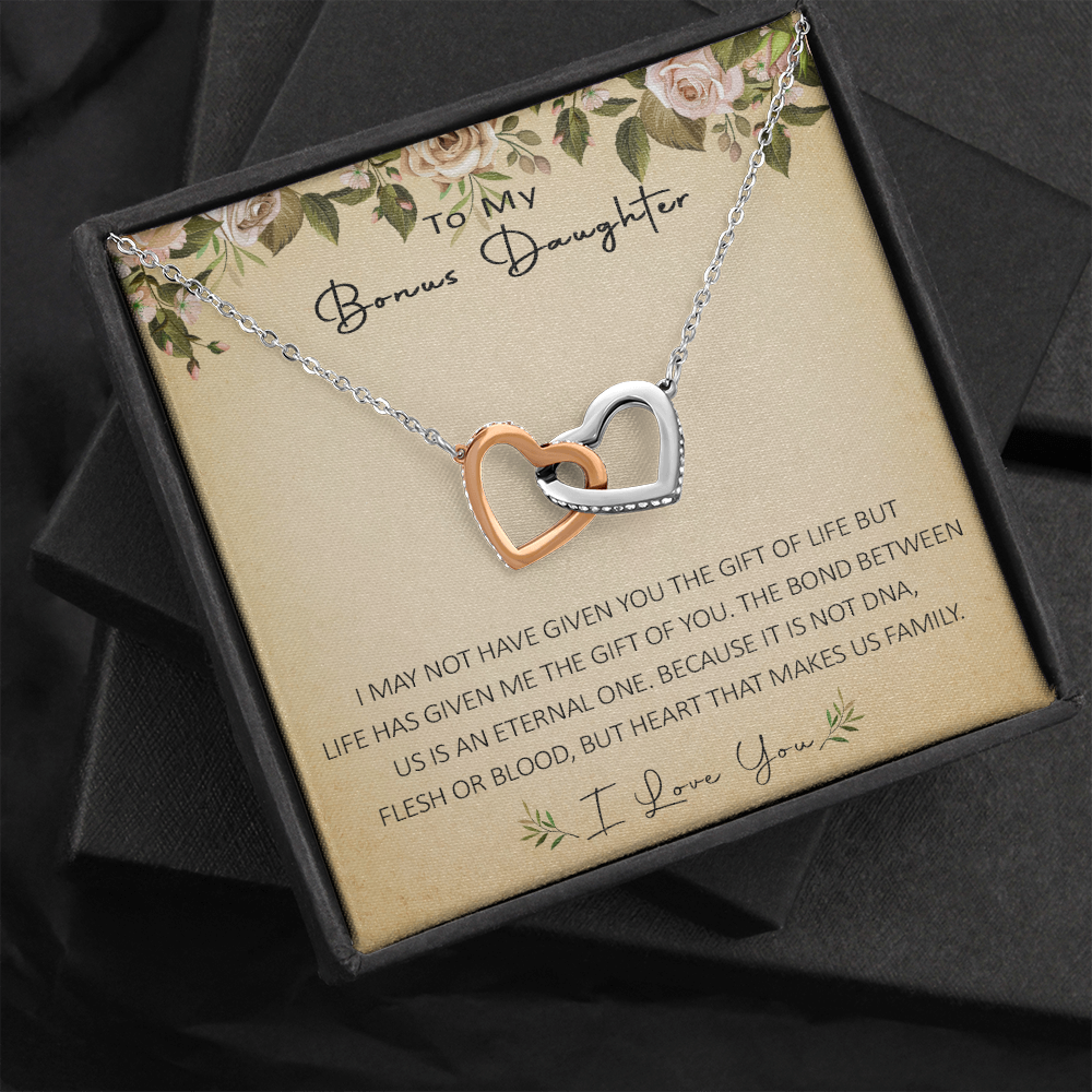 N367D To My Bonus Daughter Unique Gift Forever Love Heart Necklace for Step Daughter