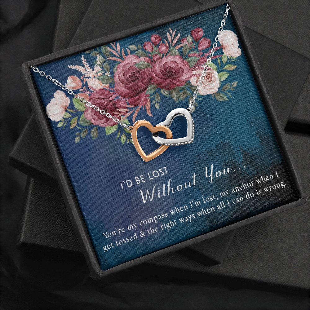 174D Necklace Gift for Girlfriend Wife, I'd Be Lost Without You Valentines Day Gifts