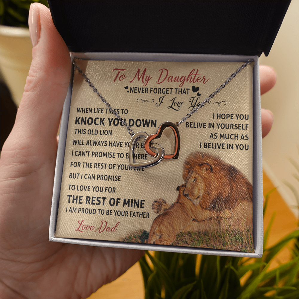 3D Necklace To My Daughter Cute Birthday Gift from Dad I LOVE YOU Lion Dad Fathers