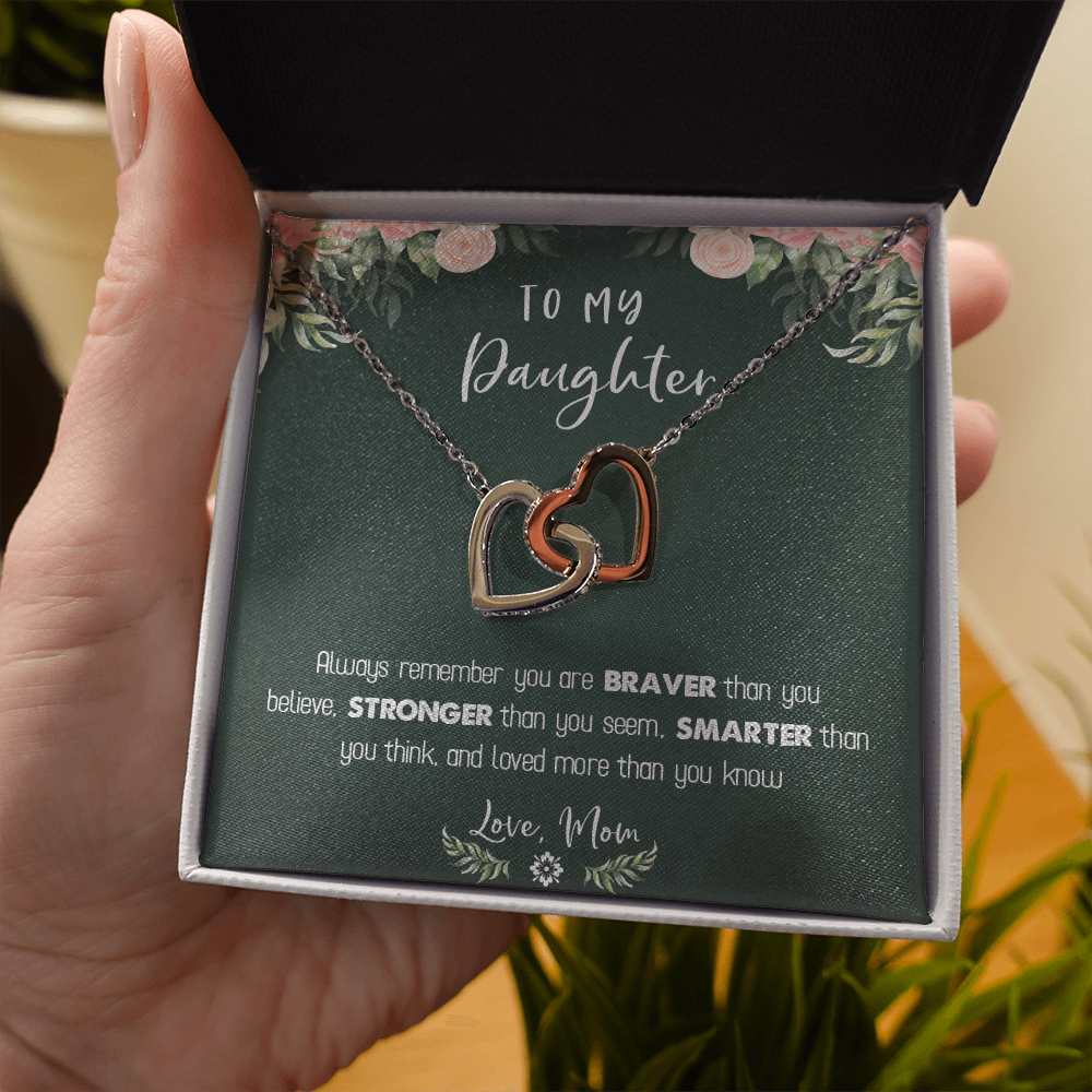 122D Necklace To My Daughter Birthday Gift From Mom, You Are Braver, Stronger,Smarter