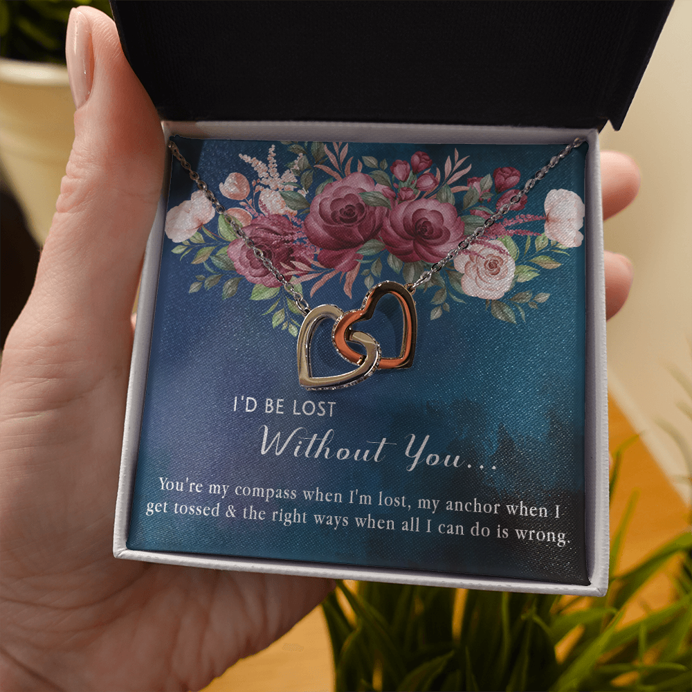 174D Necklace Gift for Girlfriend Wife, I'd Be Lost Without You Valentines Day Gifts