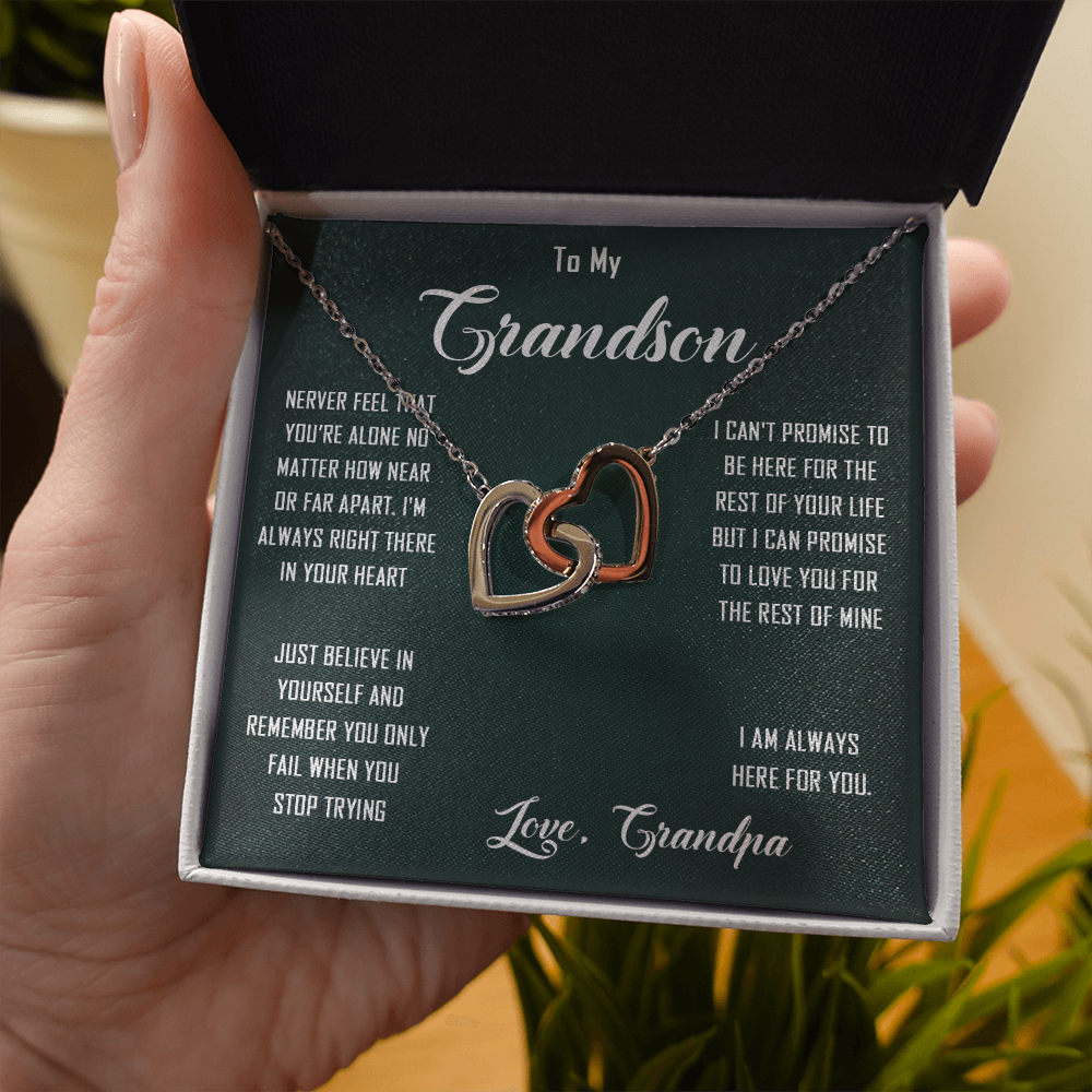 N368D To My Grandon Love Gift Sentimental Christian Cross Necklace Anniversary Gift