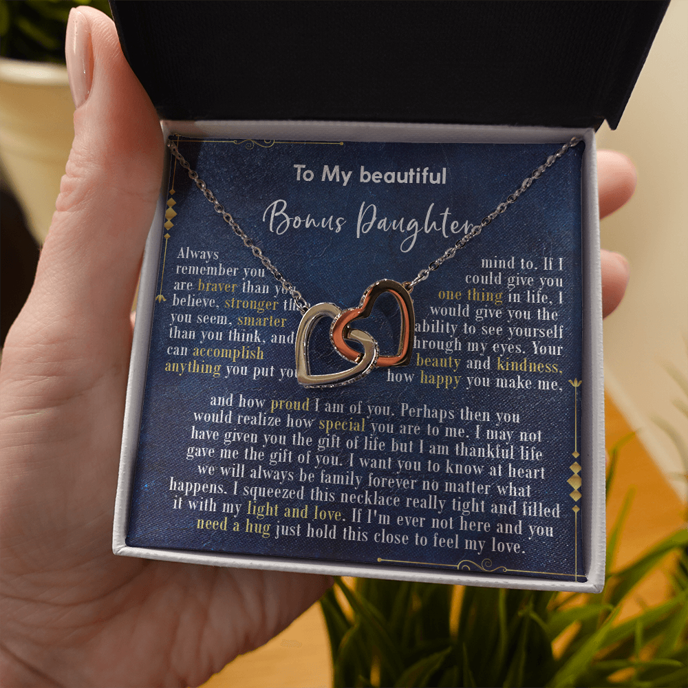 126D Necklace To My Beautiful Bonus Daughter, Daughter Birthday Gift, I Love Daughter