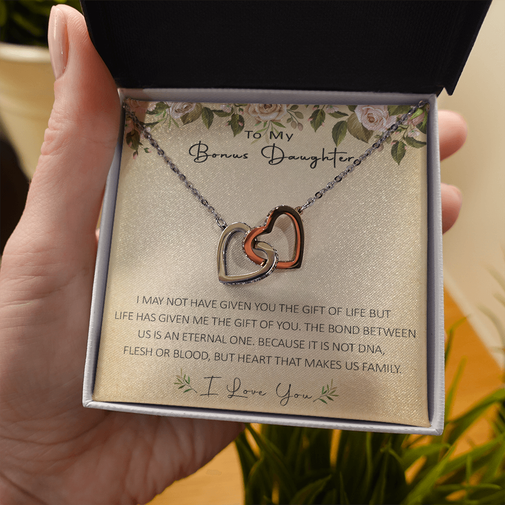 N367D To My Bonus Daughter Unique Gift Forever Love Heart Necklace for Step Daughter