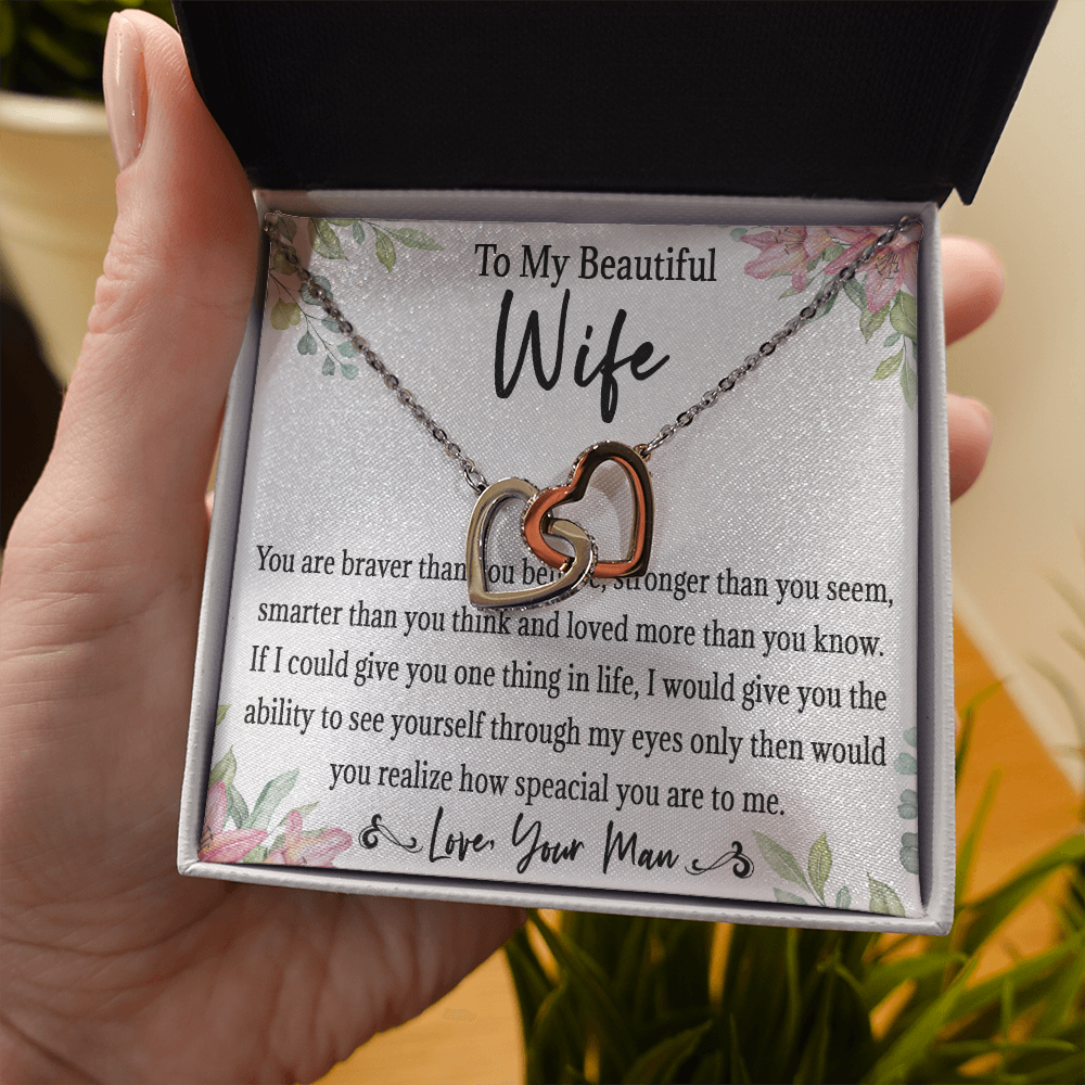 65D Love Gift To My Beautiful Wife, Women Necklace for Her, Birthday from Husband
