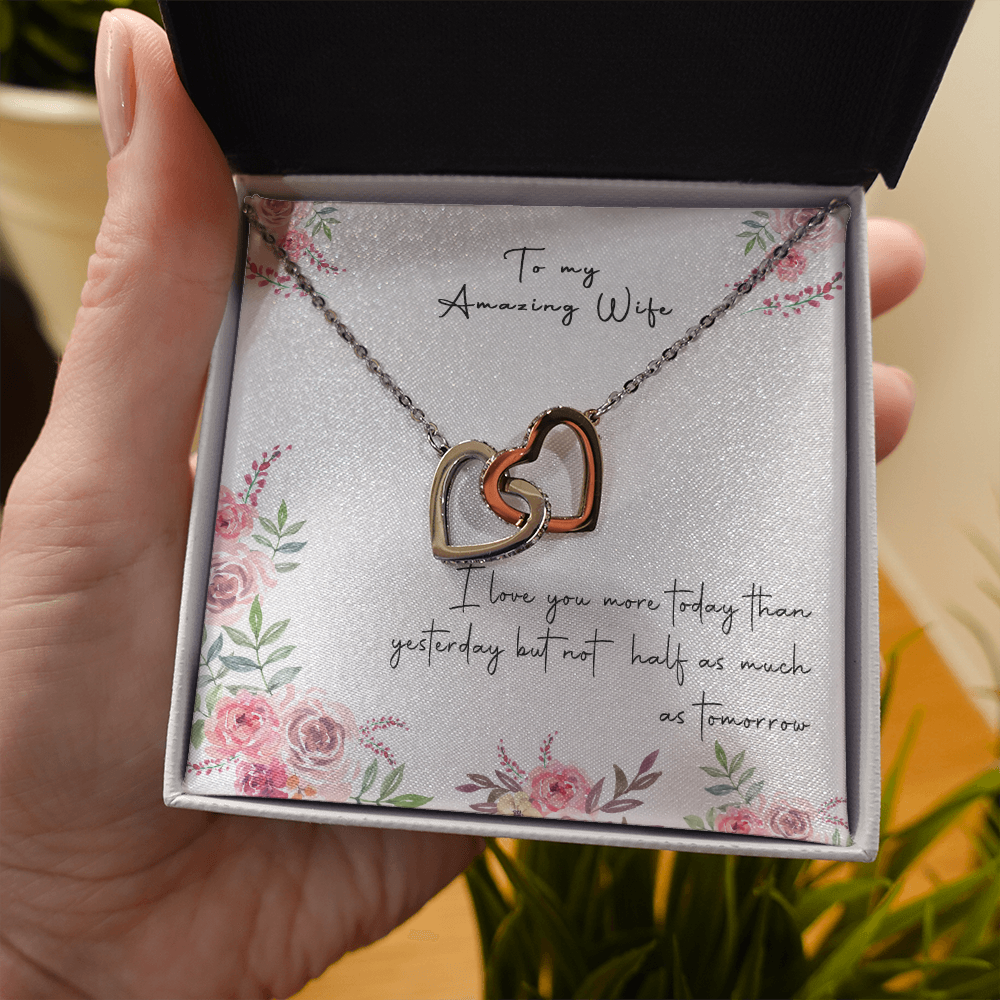 166D Necklace Gift To My Amazing Wife, Valentine Gift for Her, I LOVE YOU Forever